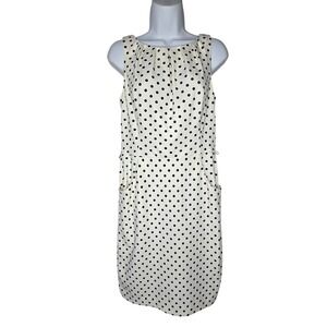 Chaps Polka Dot Sheath Dress Women 6 White Black‎ Polyester Retro Career Chic